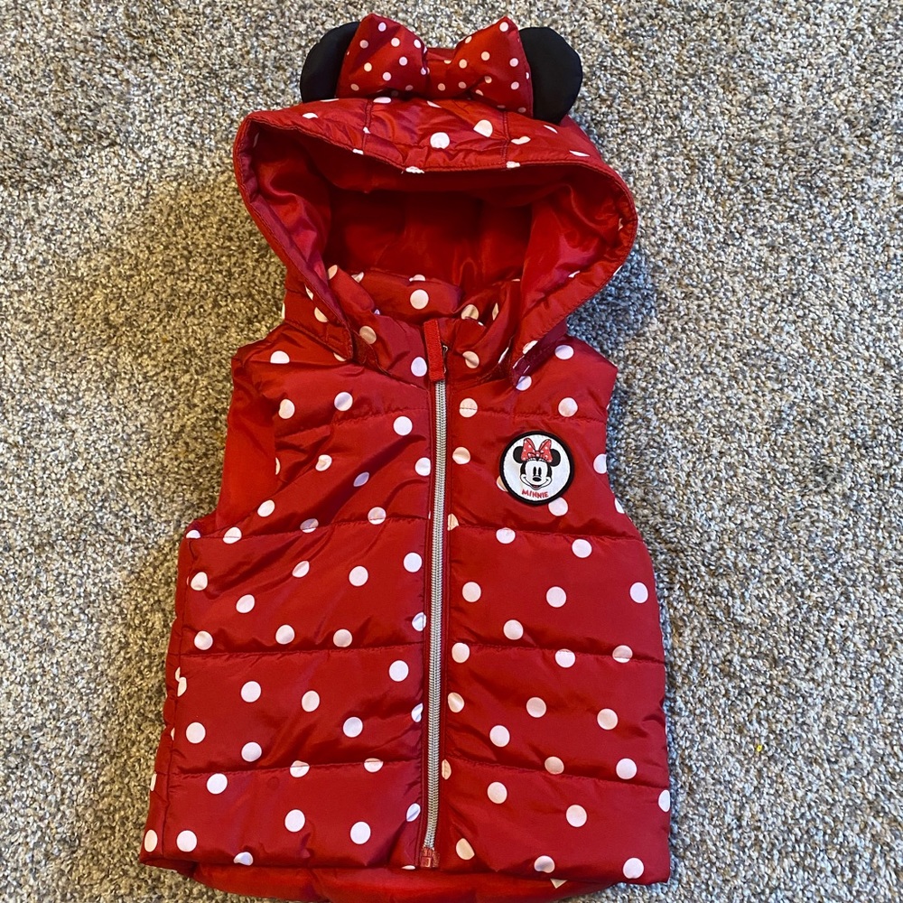 Disney Minnie Mouse Toddler Puffer Vest with removable hood